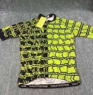 NWT Weimostar Cycling Jersey Size M Green Black Tread Bike Shirt